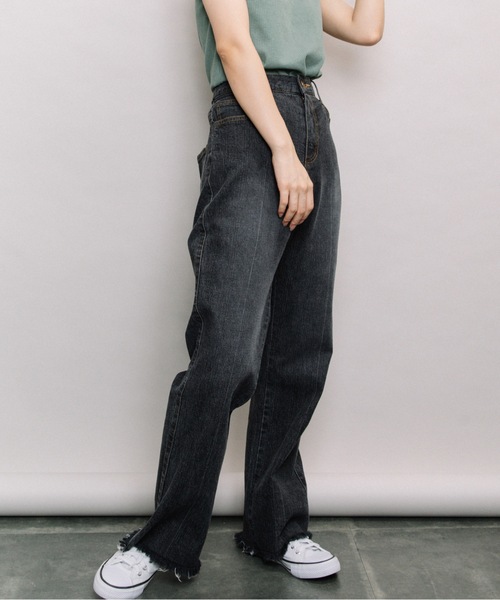 refinedworks（リファインドワークス）の「ストレッチセミフレアデニムパンツ（デニムパンツ・レディース・ブラック/インディゴブルー・FREE）」の13枚目の写真