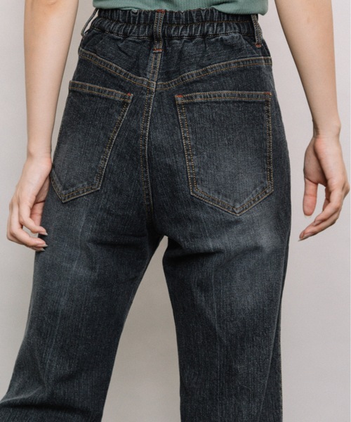 refinedworks（リファインドワークス）の「ストレッチセミフレアデニムパンツ（デニムパンツ・レディース・ブラック/インディゴブルー・FREE）」の6枚目の写真