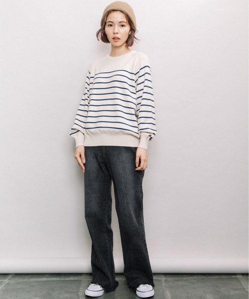 refinedworks（リファインドワークス）の「ストレッチセミフレアデニムパンツ（デニムパンツ・レディース・ブラック/インディゴブルー・FREE）」の16枚目の写真