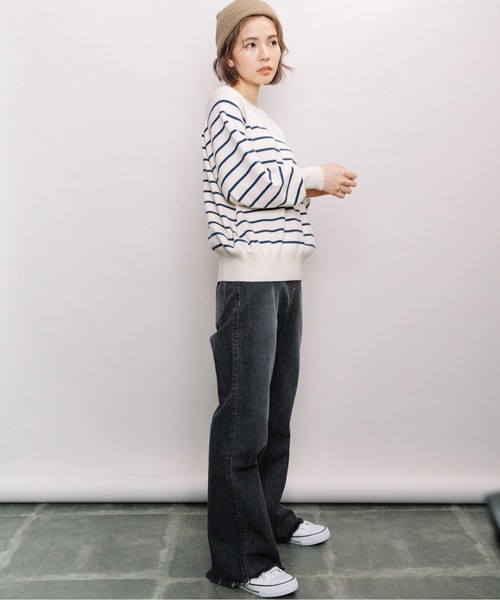 refinedworks（リファインドワークス）の「ストレッチセミフレアデニムパンツ（デニムパンツ・レディース・ブラック/インディゴブルー・FREE）」の21枚目の写真