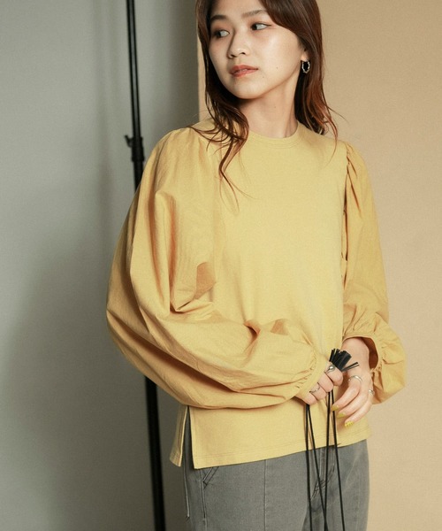 KBF（ケイビーエフ）の「ボリュームスリーブドッキングカットソー（Tシャツ/カットソー・レディース・ブラック/オフホワイト/ベージュ系その他・ONE）」の19枚目の写真