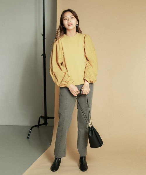 KBF（ケイビーエフ）の「ボリュームスリーブドッキングカットソー（Tシャツ/カットソー・レディース・ブラック/オフホワイト/ベージュ系その他・ONE）」の22枚目の写真