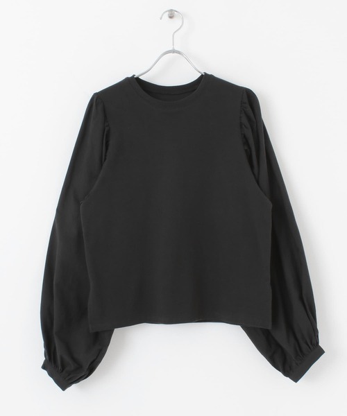 KBF（ケイビーエフ）の「ボリュームスリーブドッキングカットソー（Tシャツ/カットソー・レディース・ブラック/オフホワイト/ベージュ系その他・ONE）」の13枚目の写真