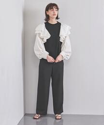 【新品】シャツ ブラウス ＜FLICKA＞コンビ フリルスリーブ プルオーバー FLICKA（フリッカ）の「＜FLICKA（フリッカ）＞コンビ フリル