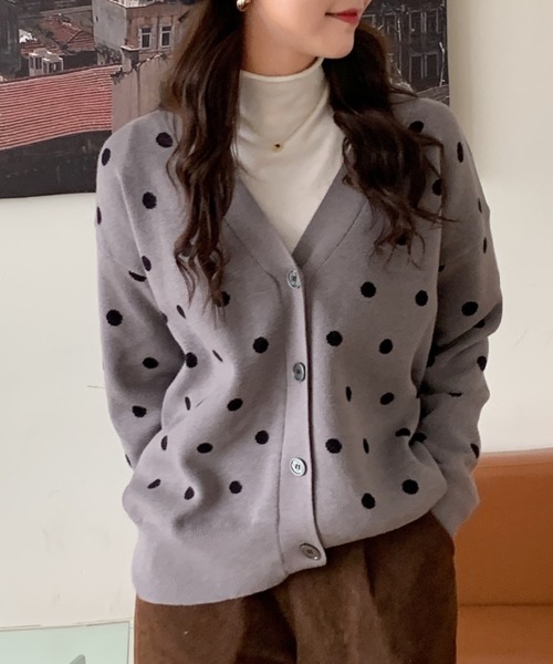 Diosfront（ディオスフロント）の「ドット柄Vネックカーディガン（カーディガン/ボレロ・レディース・ブラック/ベージュ/グレー・FREE）」の18枚目の写真