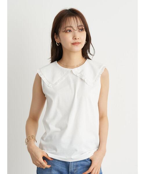 earth music&ecology（アースミュージックアンドエコロジー）の「フリルカラーカットインナー ＊（シャツ/ブラウス・レディース・ブラック/オフホワイト・S/M）」の4枚目の写真