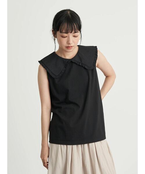 earth music&ecology（アースミュージックアンドエコロジー）の「フリルカラーカットインナー ＊（シャツ/ブラウス・レディース・ブラック/オフホワイト・S/M）」の3枚目の写真