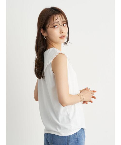 earth music&ecology（アースミュージックアンドエコロジー）の「フリルカラーカットインナー ＊（シャツ/ブラウス・レディース・ブラック/オフホワイト・S/M）」の6枚目の写真