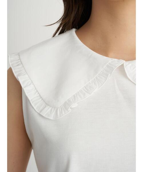 earth music&ecology（アースミュージックアンドエコロジー）の「フリルカラーカットインナー ＊（シャツ/ブラウス・レディース・ブラック/オフホワイト・S/M）」の9枚目の写真