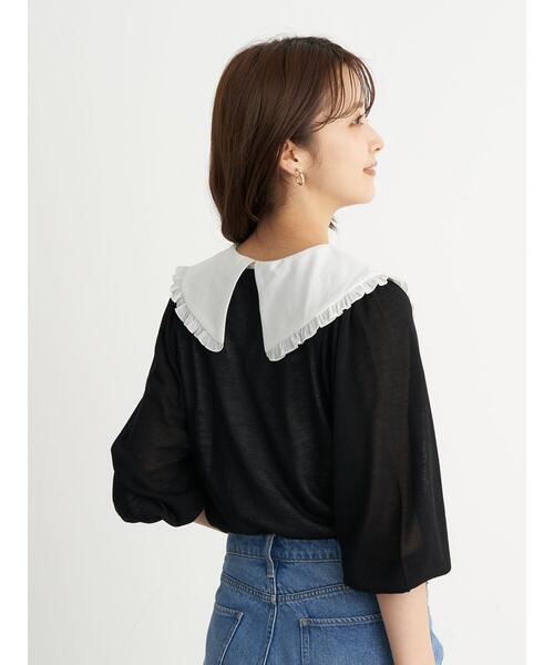 earth music&ecology（アースミュージックアンドエコロジー）の「フリルカラーカットインナー ＊（シャツ/ブラウス・レディース・ブラック/オフホワイト・S/M）」の13枚目の写真