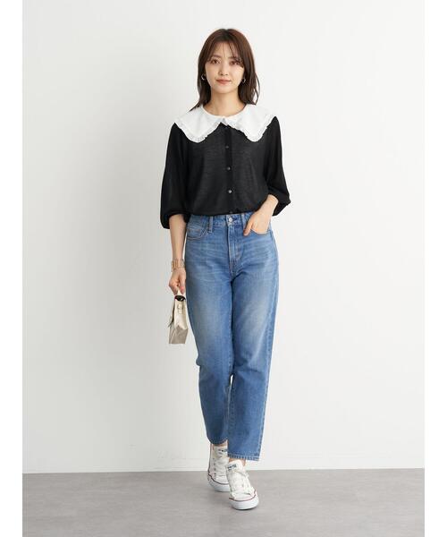 earth music&ecology（アースミュージックアンドエコロジー）の「フリルカラーカットインナー ＊（シャツ/ブラウス・レディース・ブラック/オフホワイト・S/M）」の14枚目の写真