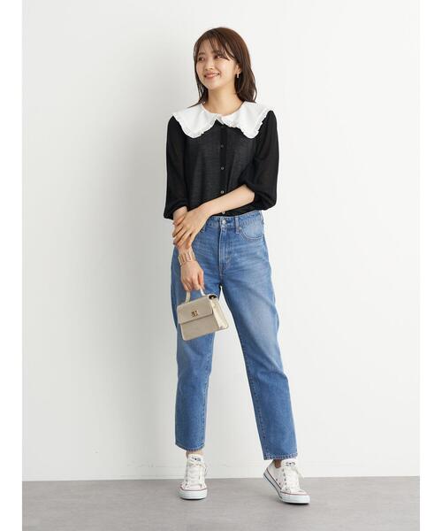 earth music&ecology（アースミュージックアンドエコロジー）の「フリルカラーカットインナー ＊（シャツ/ブラウス・レディース・ブラック/オフホワイト・S/M）」の15枚目の写真