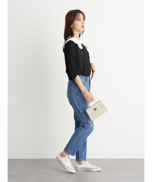 earth music&ecology（アースミュージックアンドエコロジー）の「フリルカラーカットインナー ＊（シャツ/ブラウス・レディース・ブラック/オフホワイト・S/M）」の17枚目の写真