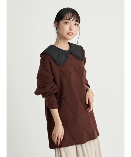 earth music&ecology（アースミュージックアンドエコロジー）の「フリルカラーカットインナー ＊（シャツ/ブラウス・レディース・ブラック/オフホワイト・S/M）」の21枚目の写真