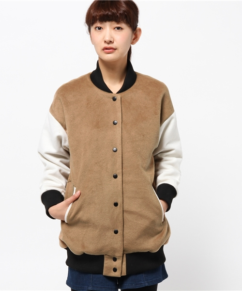 one after another NICE CLAUP（ワンアフターアナザーナイスクラップ）の「【ナイスクラップ】ビックスタジャン（ブルゾン・レディース・ベージュ/ネイビー/ブラック系その他・FREE）」の2枚目の写真