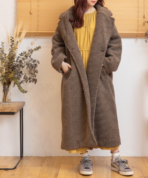 Mysa&Liina（ミーサリーナ）の「ボアロングガウンコート（ブルゾン・レディース・モカ/キナリ・M）」の5枚目の写真