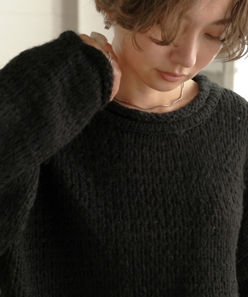 Bab(バブ)の「【WEB限定】ローゲージショートニット(ニット/セーター・レディース・ブラック/マスタード/グレー系その他・38)」の6枚目の写真