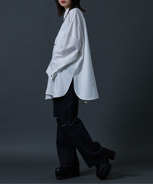 Ellno Loset（エルノロゼット）の「アームスリットルーズシャツ（シャツ/ブラウス・メンズ・ブラック/オフホワイト/ダークブルー/ブルー系その他/ホワイト系その他/グリーン系その他・MEDIUM/LARGE）」の12枚目の写真