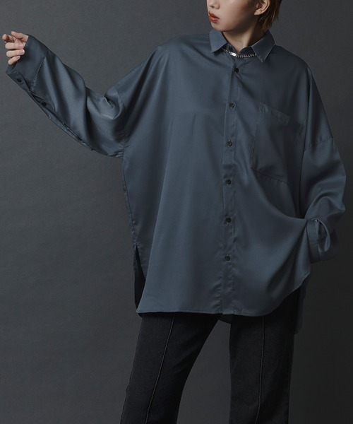 Ellno Loset（エルノロゼット）の「アームスリットルーズシャツ（シャツ/ブラウス・メンズ・ブラック/オフホワイト/ダークブルー/ブルー系その他/ホワイト系その他/グリーン系その他・MEDIUM/LARGE）」の17枚目の写真