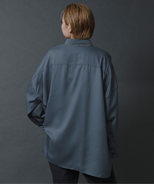 Ellno Loset（エルノロゼット）の「アームスリットルーズシャツ（シャツ/ブラウス・メンズ・ブラック/オフホワイト/ダークブルー/ブルー系その他/ホワイト系その他/グリーン系その他・MEDIUM/LARGE）」の16枚目の写真