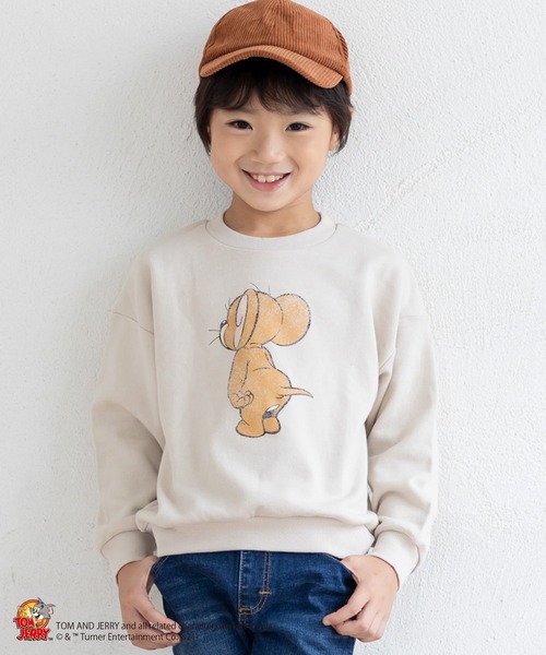 JAM & LINK（ジャムアンドリンク）の「TOM and JERRY /トムとジェリー バリエーショントレーナー（スウェット・キッズ・ベージュ/チャコールグレー/カーキ/ミント/マスタード/ホワイト系その他・100cm/110cm/120cm/130cm/140cm/80ｃｍ/90cm）」の2枚目の写真