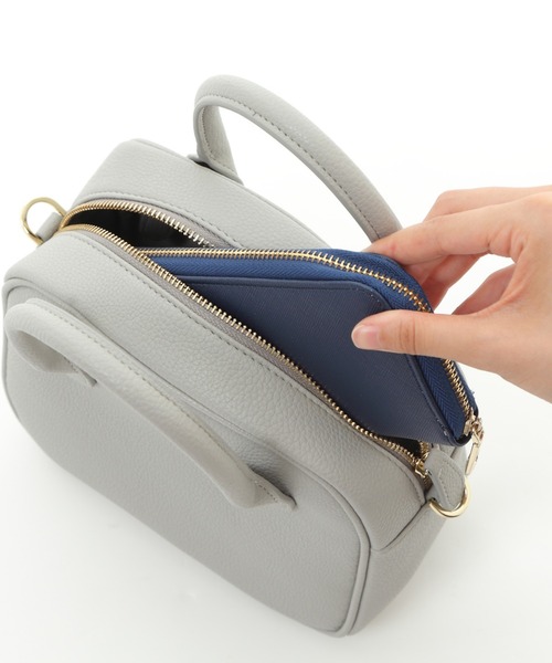 MURA（ムラ）の「PU(合成皮革) ボストンバッグ スクエア型 ミニ ショルダーバッグ（ボストンバッグ・レディース・ダークブラウン/グレー/ブラック/キャメル/ピンクベージュ・FREE）」の6枚目の写真
