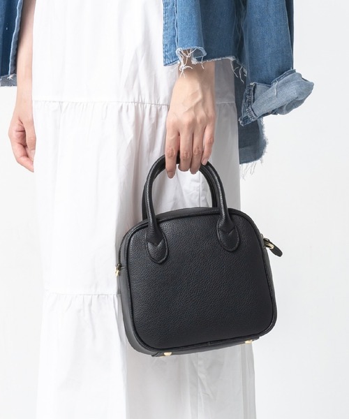 MURA（ムラ）の「PU(合成皮革) ボストンバッグ スクエア型 ミニ ショルダーバッグ（ボストンバッグ・レディース・ダークブラウン/グレー/ブラック/キャメル/ピンクベージュ・FREE）」の11枚目の写真