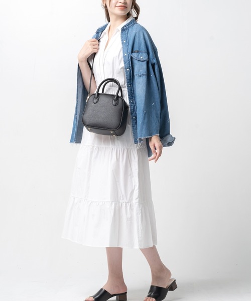 MURA（ムラ）の「PU(合成皮革) ボストンバッグ スクエア型 ミニ ショルダーバッグ（ボストンバッグ・レディース・ダークブラウン/グレー/ブラック/キャメル/ピンクベージュ・FREE）」の9枚目の写真