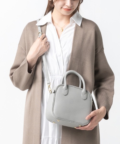 MURA（ムラ）の「PU(合成皮革) ボストンバッグ スクエア型 ミニ ショルダーバッグ（ボストンバッグ・レディース・ダークブラウン/グレー/ブラック/キャメル/ピンクベージュ・FREE）」の14枚目の写真