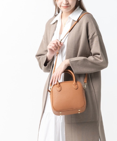 MURA（ムラ）の「PU(合成皮革) ボストンバッグ スクエア型 ミニ ショルダーバッグ（ボストンバッグ・レディース・ダークブラウン/グレー/ブラック/キャメル/ピンクベージュ・FREE）」の22枚目の写真