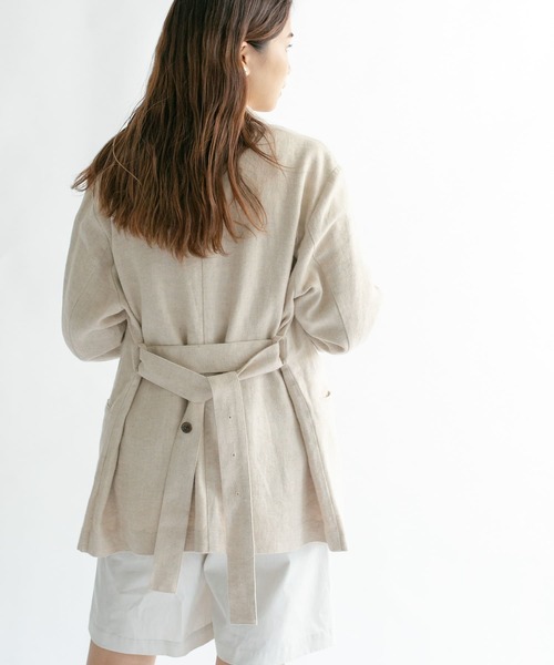 KBF（ケイビーエフ）の「リネンMIXデザインベルトジャケット（テーラードジャケット・レディース・アイボリー/ベージュ/ブラック・ONE）」の21枚目の写真