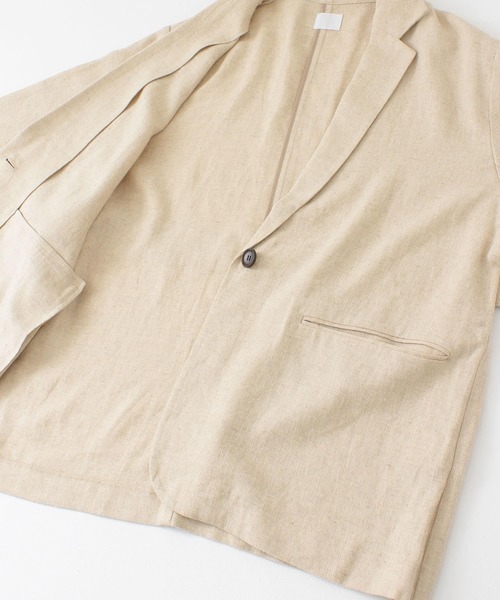 KBF（ケイビーエフ）の「リネンMIXデザインベルトジャケット（テーラードジャケット・レディース・アイボリー/ベージュ/ブラック・ONE）」の6枚目の写真