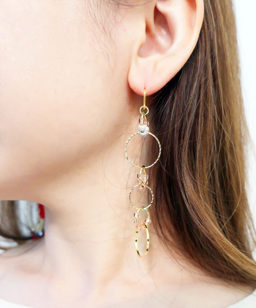 MATSUNO GLASS BEADS(マツノグラスビーズ)の「【MATSUNO GLASS BEADS/松野グラスビーズ】Halo Pierce P91L(ピアス(両耳用)・レディース・ゴールド/レッド/ブラウン/ピンク/グリーン/ターコイズブルー/ブラック/シルバー・FREE)」の5枚目の写真