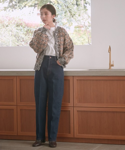 VIS（ビス）の「きらっとラメ入りツイードライクニットカーディガン（カーディガン/ボレロ・レディース・キャメル/ライトグリーン・FREE）」の14枚目の写真