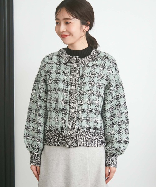 VIS（ビス）の「きらっとラメ入りツイードライクニットカーディガン（カーディガン/ボレロ・レディース・キャメル/ライトグリーン・FREE）」の16枚目の写真