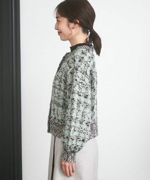 VIS（ビス）の「きらっとラメ入りツイードライクニットカーディガン（カーディガン/ボレロ・レディース・キャメル/ライトグリーン・FREE）」の8枚目の写真