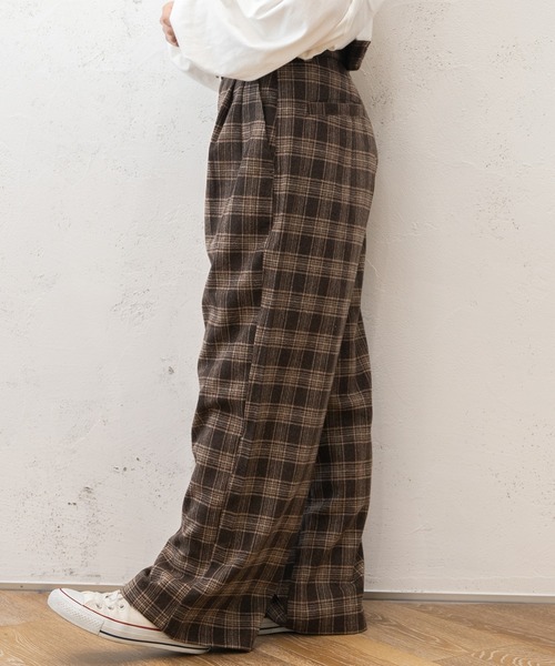 PairPair（ペアペア）の「チェックベルト付きスラックス(ユニセックス)（スラックス・レディース・ダークブラウン/ブラウン・MEDIUM/LARGE）」の4枚目の写真