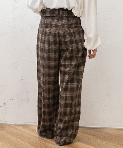 PairPair（ペアペア）の「チェックベルト付きスラックス(ユニセックス)（スラックス・レディース・ダークブラウン/ブラウン・MEDIUM/LARGE）」の5枚目の写真