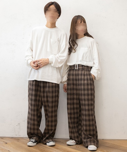 PairPair（ペアペア）の「チェックベルト付きスラックス(ユニセックス)（スラックス・レディース・ダークブラウン/ブラウン・MEDIUM/LARGE）」の8枚目の写真