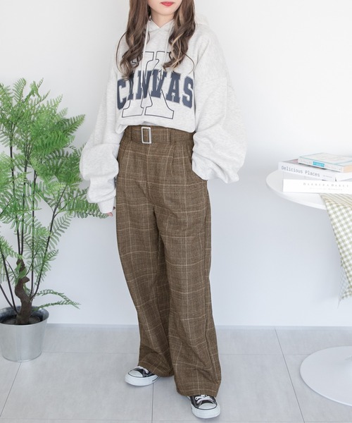 PairPair（ペアペア）の「チェックベルト付きスラックス(ユニセックス)（スラックス・レディース・ダークブラウン/ブラウン・MEDIUM/LARGE）」の14枚目の写真