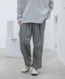 CASPER JOHN | Center Pleats Fake Leather Wide Slacks/センタープリーツフェイクレザーワイドスラックス(スラックス)