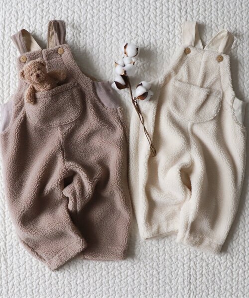 apres les cours(アプレレクール)の「tiny bear ボアサロペット 9分丈(サロペット/オーバーオール・キッズ・アイボリー/ベージュ・110/100/90)」の13枚目の写真