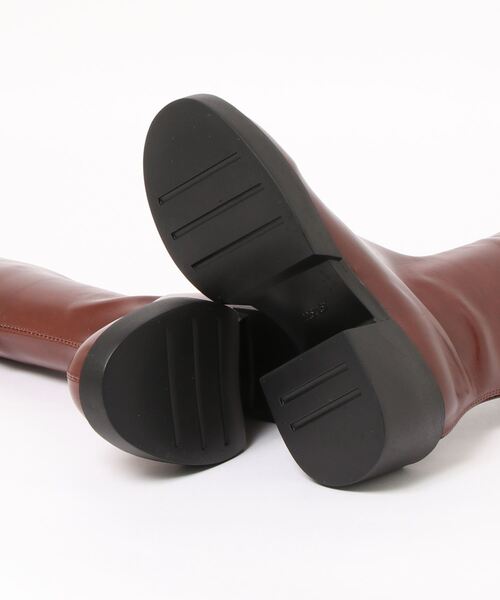 SVEC（シュベック）の「ラウンドトゥ チャンキーヒール バックジップ ロングブーツ（ブーツ・レディース・ブラウン/ブラック/ホワイト・37/36/39/38/35）」の4枚目の写真