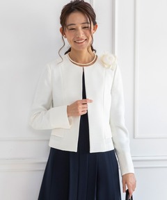 ノーカラーツイードジャケット