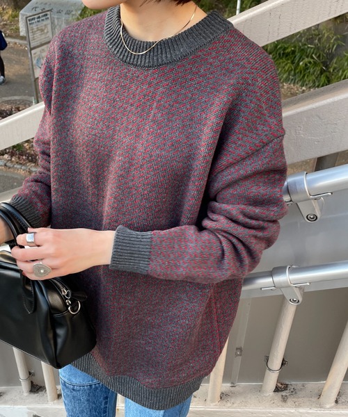 DISCOAT（ディスコート）の「バーズアイニットプルオーバー（ニット/セーター・レディース・ホワイト系その他/ブラック/チャコールグレー・MEDIUM/LARGE）」の3枚目の写真