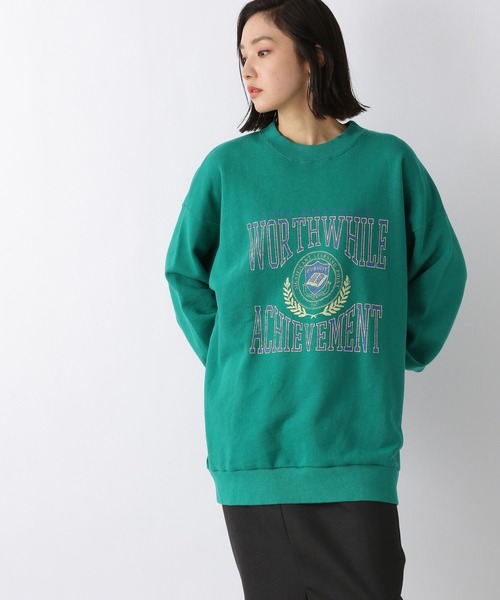 JEANASIS（ジーナシス）の「サステイナブルUSEDカレッジウラケプルオーバー/265249（スウェット・レディース・ブラック/グレー/グリーン・FREE）」の7枚目の写真