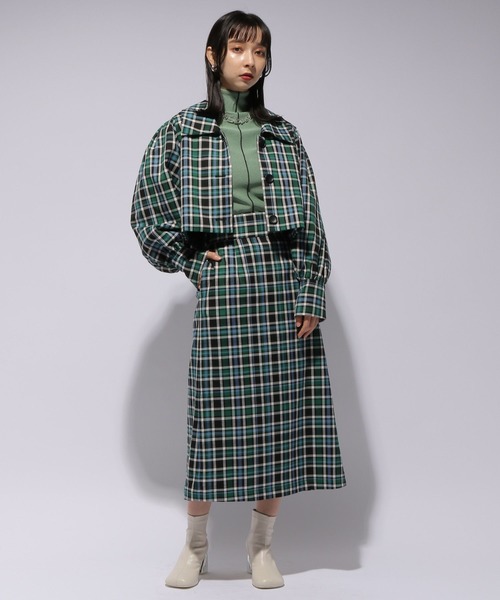 チェック/ムジパフショートブルゾン(HARE)