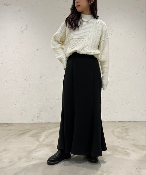 apres jour mignon(アプレジュールミニョン)の「パッチワークニット【ZOZOTOWN限定アイテム】(ニット/セーター・レディース・カーキ/アイボリー/ライトベージュ・X-LARGE/フリー)」の8枚目の写真