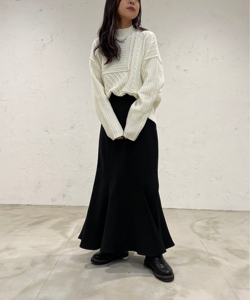 apres jour mignon(アプレジュールミニョン)の「パッチワークニット【ZOZOTOWN限定アイテム】(ニット/セーター・レディース・カーキ/アイボリー/ライトベージュ・X-LARGE/フリー)」の9枚目の写真
