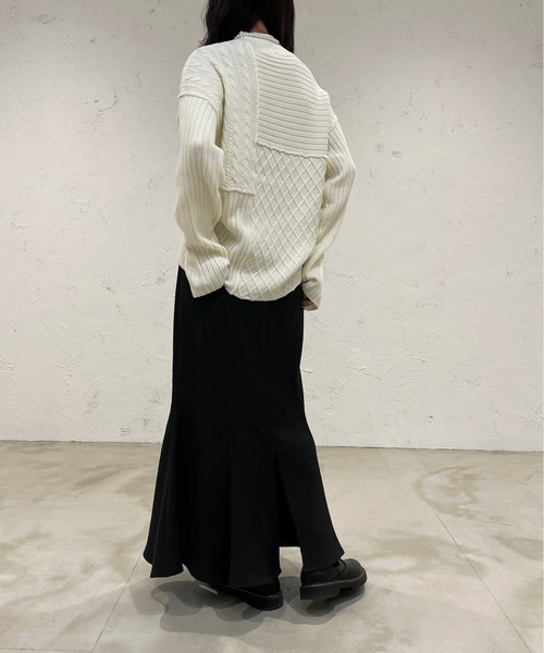 apres jour mignon(アプレジュールミニョン)の「パッチワークニット【ZOZOTOWN限定アイテム】(ニット/セーター・レディース・カーキ/アイボリー/ライトベージュ・X-LARGE/フリー)」の10枚目の写真